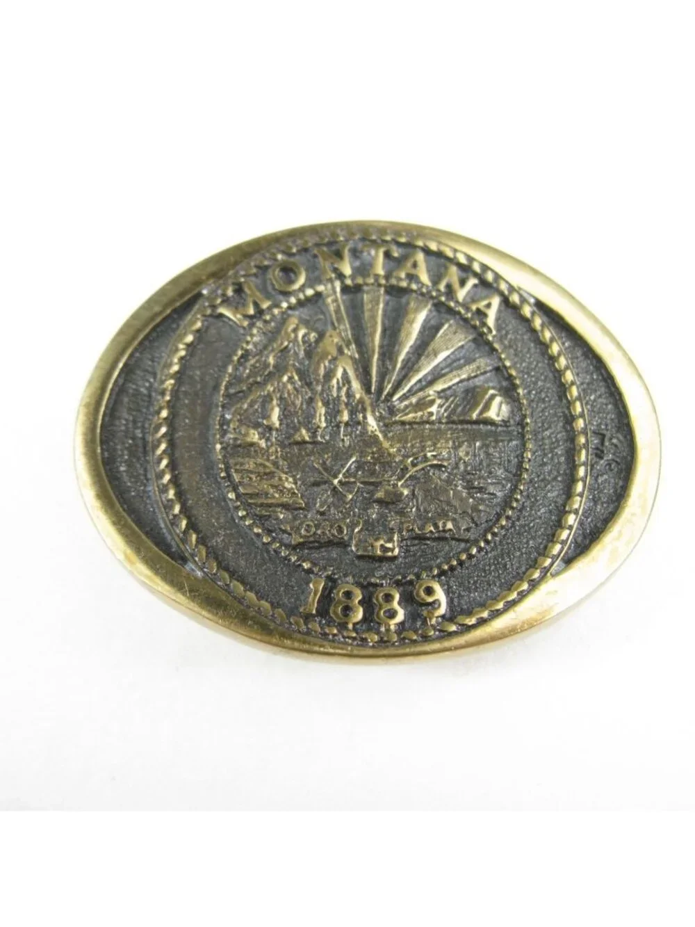 Montana 1889 State Seal Solid Bronze Belt Buckle Registered Collection